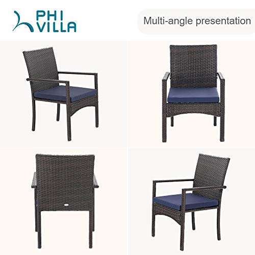 Vistas de silla de Juego de 2 sillas de jardín con cojín Estructura de Acero estilo de ratán para Exteriores Impermeable a Prueba de óxido. PHIVILLA