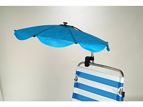 Sombrilla individual con pinza para sujetar en silla de playa o tumbona. Abanico Pincho