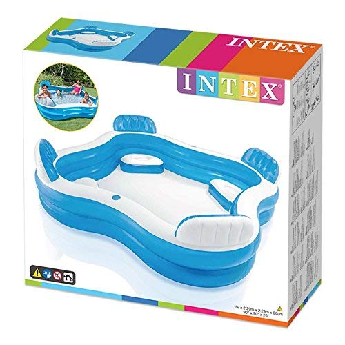 Intex 56475NP - Piscina hinchable cuadrada con asientos 229 x 66 cm 【990 litros】