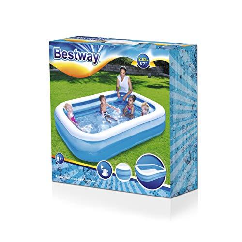 Packaging de Piscina Hinchable Infantil Azul en jardín 262 x 175 x 51 cm. Bestway | maxjardin
