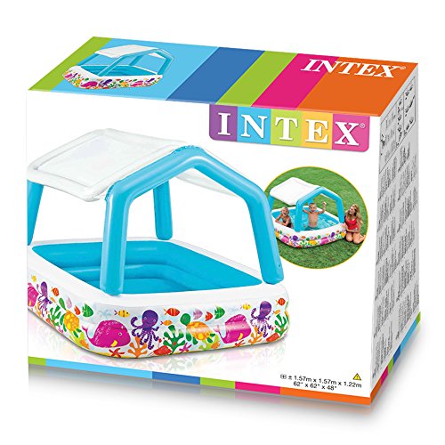 Piscina hinchable infantil con toldo extraíble 157 x 157 x 122 cm. Intex 57470np