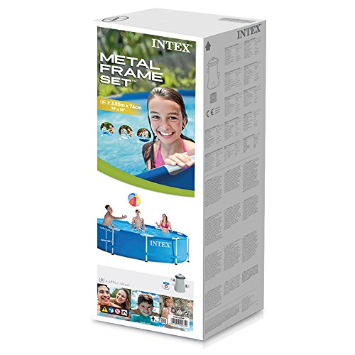 Piscina redonda Metal Frame, con depuradora, 305X76 cm 【4500 litros】. 28202NP. Intex. Detalle packaging