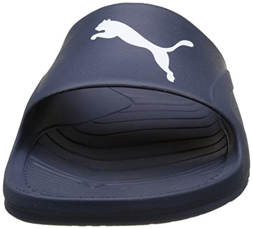 Vista frontal de las Chanclas Deslizantes Unisex-Adulto, Azul (Peacoat/White), 44.5 EU. Divecat. PUMA