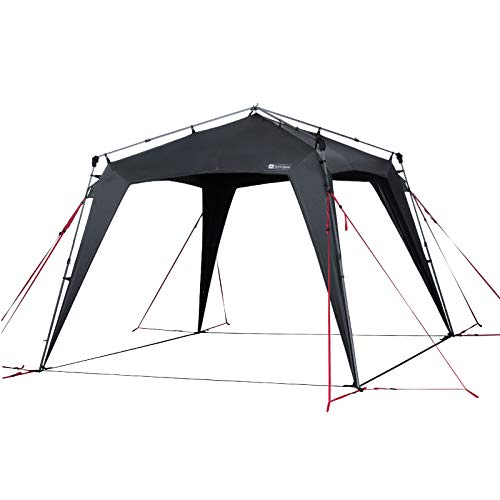 Pabellón 3x3m, protección UV 80 y Dark-Coating, resistente al viento, rápida de montar, 8 personas - gris. Qeedo