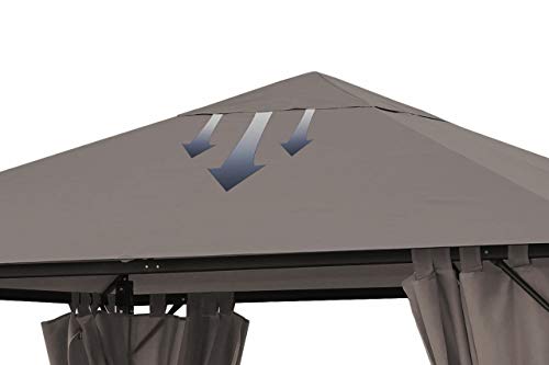 Detalle pieza lona superior para ventilación del Techo de repuesto para Carpa de jardín 3x3m Gris-beige. QUICK STAR