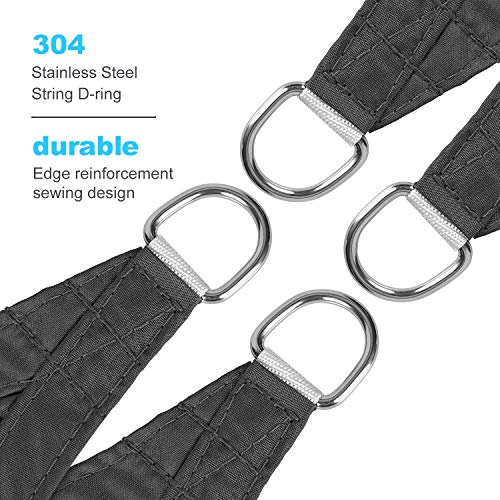 Detalle de arandelas en D de acero inoxidable del Toldo Vela de Sombra Rectangular Gris 3×2 m, protección UV Impermeable y Transpirable. RATEL