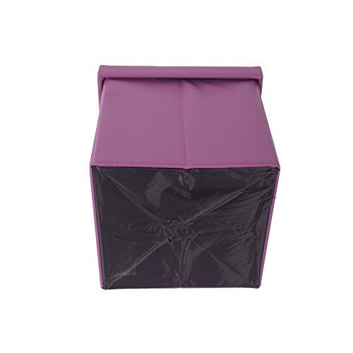 Vista inferior del Puff taburete para almacenar cubo Moderno, Cuero sintético y MDF - Medidas: 30 x 30 x 30 cm (AxANxF) - Art. RE4634. Rebecca Mobili