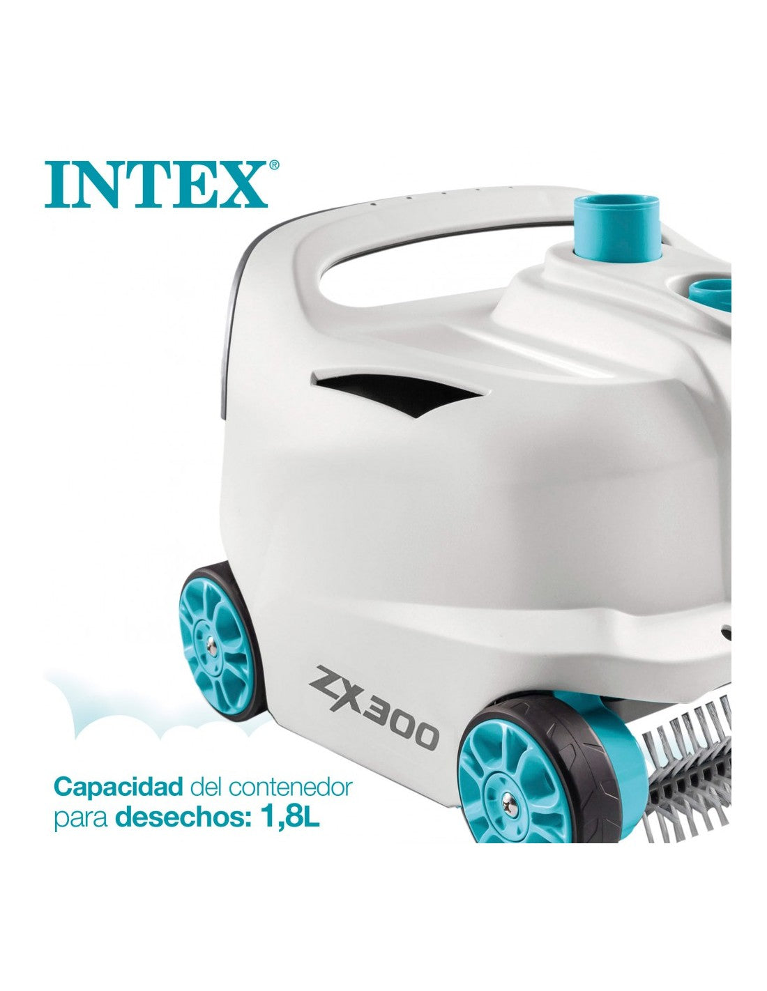 Capacidad del depósito de resíduos de 1,8 litros del Limpiafondos automático Deluxe solo para piscinas Intex. Muy económico. Zx300. Intex