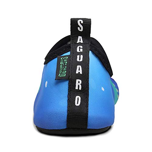 Vista posterior de los Zapatos de Natación infantil para Piscina, Playa o Parque acuático, Pulpo Azul, 32/33. SAGUARO