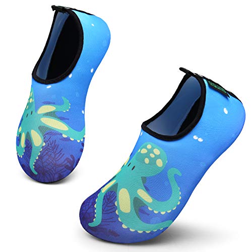 Vista general de los Zapatos de Natación infantil para Piscina, Playa o Parque acuático, Pulpo Azul, 32/33. SAGUARO