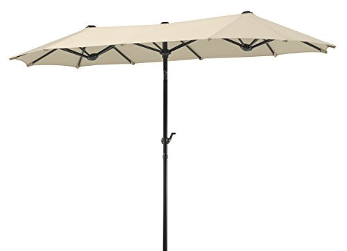 Vista general del Parasol sombrilla Rectangular doble Salerno, Natural, 300 x 150 cm. 746-02. Schneider