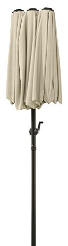 Aspecto plegado del Parasol sombrilla Rectangular doble Salerno, Natural, 300 x 150 cm. 746-02. Schneider