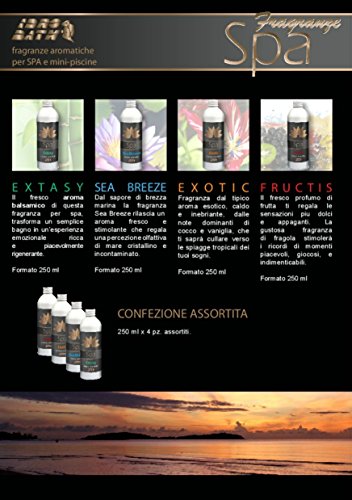 Fragancias disponibles de 250 ml + vaso dosificador para spa e hidromasaje. Sea Breeze