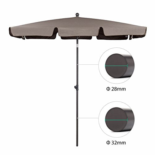 Diámetro de sección de tubo superior e inferior de la Sombrilla 200 x 125 cm rectangular. Parasol para Terraza o Balcón con Protección Solar UV50+ Color Taupe. Sekey®