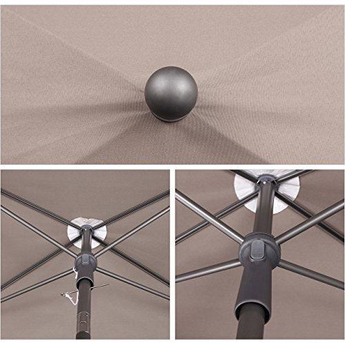 Detalles de la Sombrilla 200 x 125 cm rectangular. Parasol para Terraza o Balcón con Protección Solar UV50+ Color Taupe. Sekey®