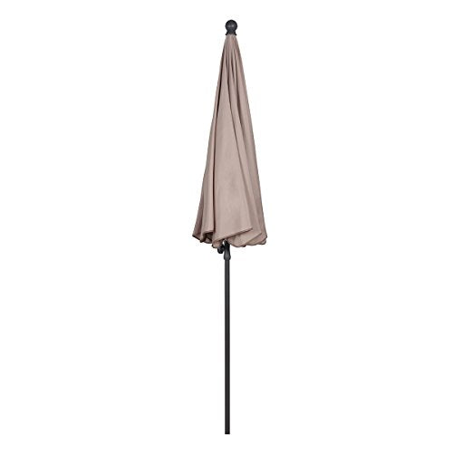 Aspecto plegado de la Sombrilla de playa y piscina Ø 200 cm, Color Taupe/Arena, Protector Solar UV25+. Sekey®