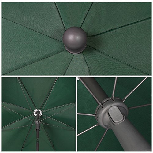 Detalles de la Sombrilla de playa Ø 200 cm para terraza y jardín, color verde, Protector Solar UV25+. Sekey®