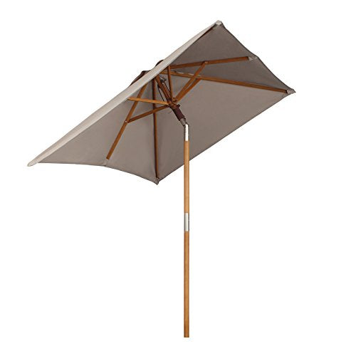 Sombrilla Parasol de Madera rectangular para terraza Playa o Piscina Patio 200 × 150 cm color Crudo Protección Solar UV50+. Sekey®