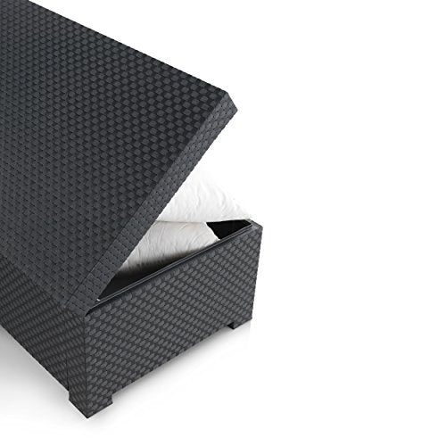 Baúl Arcón de Jardín Diva, Fabricado en España con Materiales reciclados de Color Antracita. Gris Antracita, 117x63x43 cm. Detalle de aspecto rattán. SHAF