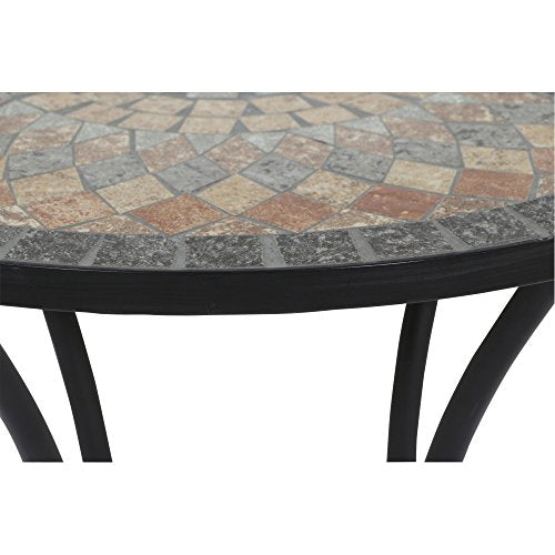 Detalle de tablero de la Mesa decorativa para jardín o terraza Garden  Siena.  romantica  estructura hierro mesa mosaico multicolor