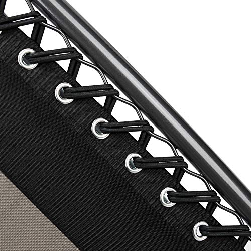 Detalle de trenzado de lona con estructura de la Tumbona acolchada GRAVEDAD CERO para patio o terraza con posavasos. Silla Basics acolchada. Amazon