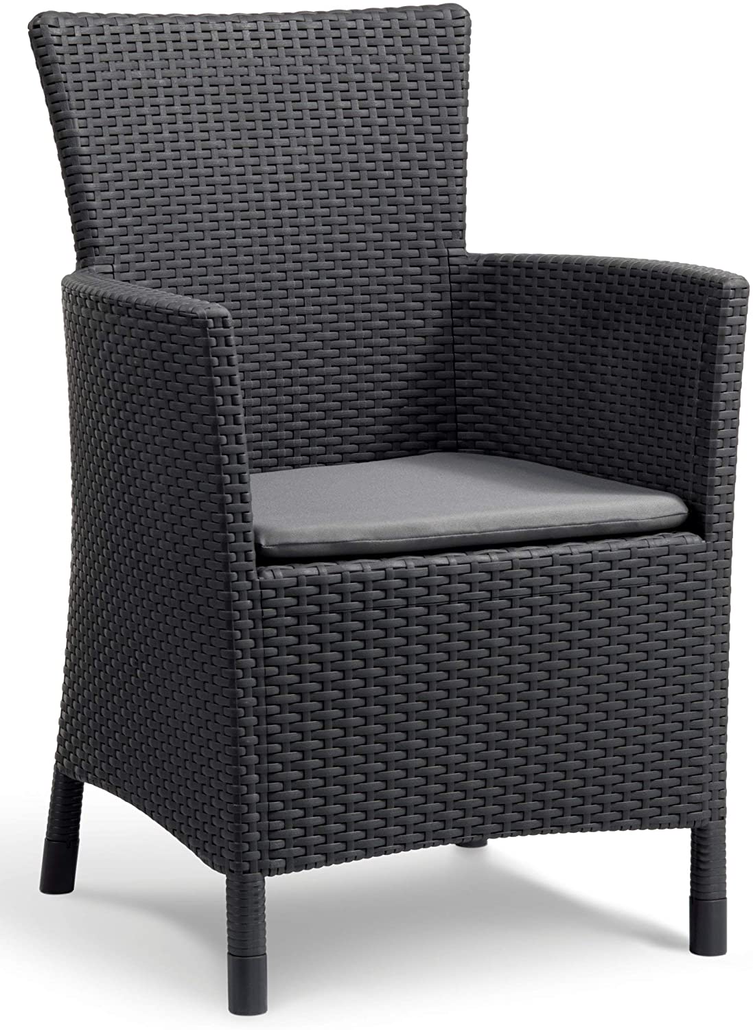 Sillón Keter Iowa en Rattán de exterior e interior con cojín incluido color grafito.