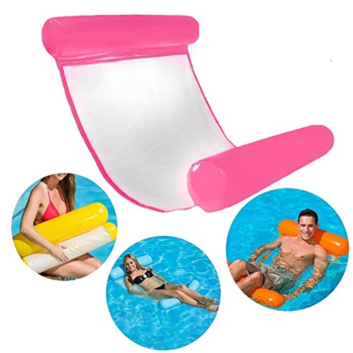 Hamaca Flotante de Agua. Colchoneta tumbona para piscina Inflable color Rosa. Sinwind