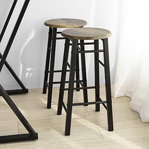 Detalle de taburetes del conjunto de la Mesa Alta Plegable y 4 Taburetes para Desayuno, Bar o Comedor. OGT24-N. SoBuy