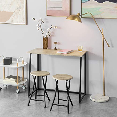 Vista en salita del Conjunto Mesa Alta de Bar y 2 Taburetes, Mueble Plegable para Cocina (2 Taburetes). OGT18-N,ES. SoBuy