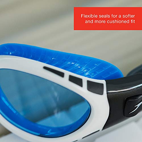 Se adaptan a tu fisionomía de forma suave. Gafas de Natación, unisex, Blanco/Azul, Talla Única. Futura Biofuse Flexiseal  Speedo