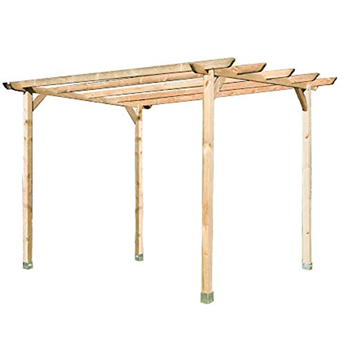 Pérgola de Madera moderna en madera Autoclave de bosques gestionados con certificado FSC. para patio 240x240x250 cm. Suinga