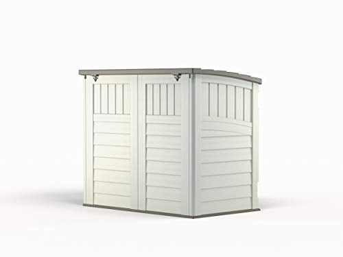 Vista de parte posterior de Cubre contenedores, cobertizo BMS 2500. 2 Cubos de Basura 135 x 82 x 116 cm, Gris. BMS2500. Suncast