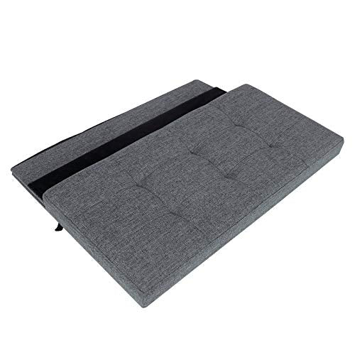 Aspecto plegado del Taburete Plegable para almacenaje Lino Gris oscuro. 76 x 38 x 38 cm LSF47K. Songmics