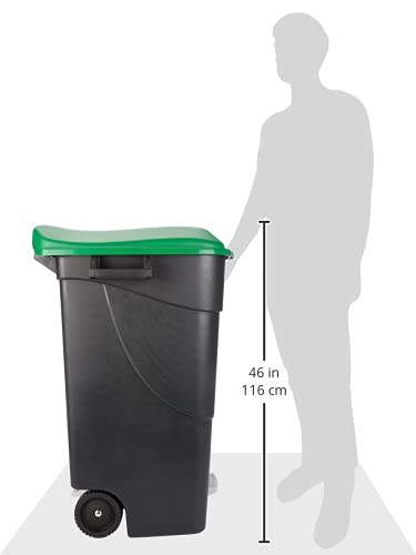 Vista de tamaño comparado con medidas de Contenedor de residuos con pedal, Verde, 120 l, 60 x 56.8 x 88.6 cm Tayg EcoTayg 120