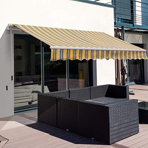 Instalación a la salida al exterior del Toldo de Aluminio Plegable para Balcón Patio Terraza Resistente al Agua Protección Solar UV para Jardín Exterior 3.5x2.5m Aluminio Acero Tela de Poliéster. Con Manivela. Outsunny