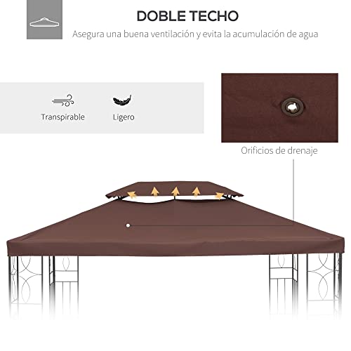 Características del techo de reemplazo para carpas de 3x4 m color marrón Outsunny