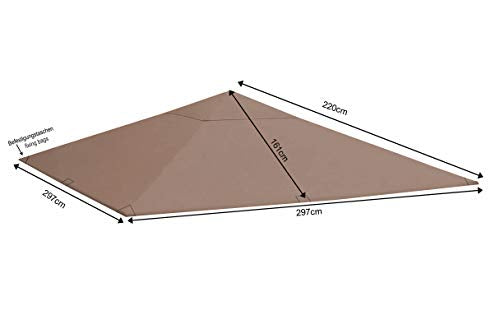 Medidas del Techo de repuesto para Gazebo de jardín 3x3m Gris-beige. QUICK STAR