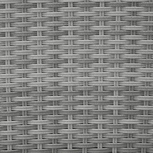 Conjunto de Muebles de Jardín 2 sillas + 1 mesa, Trenzado de Polirratán, Tornillos de Acero Inoxidable Gris Claro Detalle tejido rattán. l. TecTake