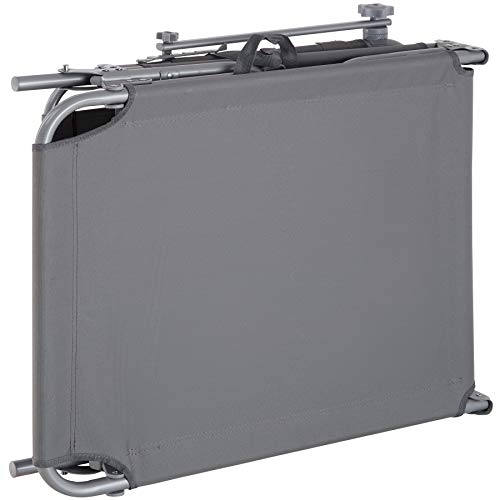 Vista plegada del Set 2 Tumbonas de Playa con Parasol, Respaldo Ajustable 4 Posiciones, Reposacabezas Extraíble, Exterior Piscina Terraza Jardín (Gris | No. 403414). 800773 TecTake