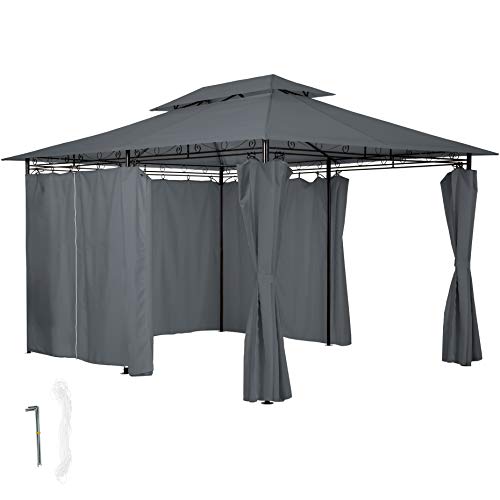 Carpa 3x4m, Impermeable y Protección UV, Paneles Laterales, color Antracita. Vista general. TecTake