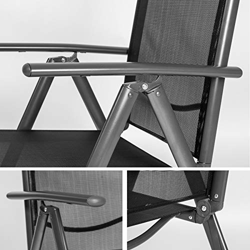 Detalle del reposabrazos del Juego de Aluminio 2 Sillas de jardín plegable con reposabrazos disponible en diferentes colores y diversas cantidades - (Antracita | 2 Sillas | no. 401633). TecTake