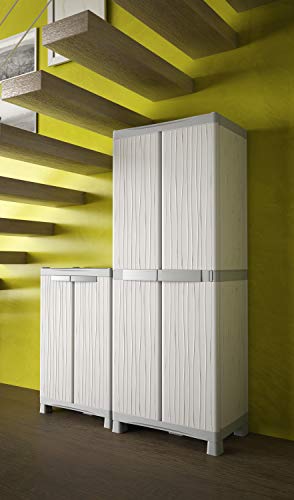  Armario 2 Puertas TERRY Base 700 UW, 2 Estantes Internos y 2 Cubetas, Gris, 43,8x97,6x70 cm. Ambiente despacho o escuela| maxjardin