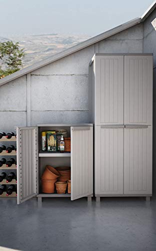 Terry, Jwood 368, Armario Alto 2 Puertas con 1 Estantería Interna y 4 Estantes, Gris, 68x37,5x170 cm | maxjardin