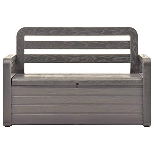 Banco Arcón Exterior Banco de almacenaje de jardín plástico Gris Antracita 132,5 cm. Eden Garden Bench. Tidyard . Detalle vista frontal