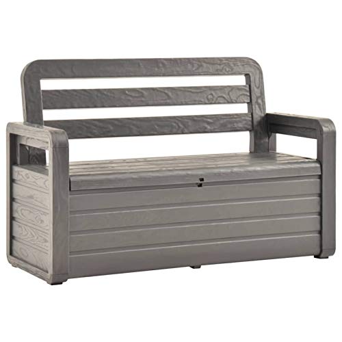 Banco Arcón Exterior Banco de almacenaje de jardín plástico Gris Antracita 132,5 cm. Eden Garden Bench. Tidyard  
