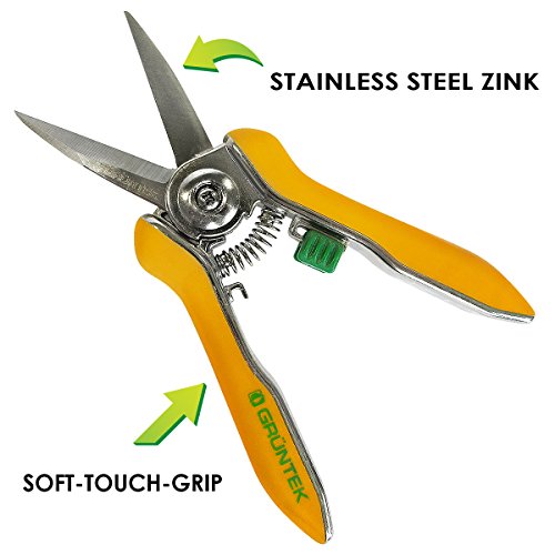 Características de las Tijeras de podar y cortar Flores, Frutas y Verduras COLIBRI 170 mm. Tijera de jadin y Vendimia. GRÜNTEK