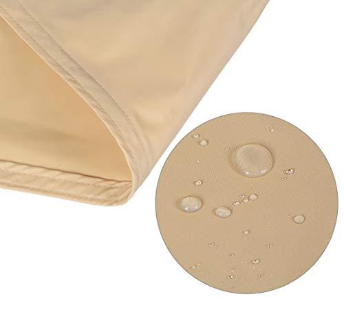 Detalle del tejido impermeable y de las costuras de la Vela de Sombra Cuadrada 2x2 m, Toldo con protección 95% UV, Impermeable, Color Arena. AXT SHADE | maxjardin