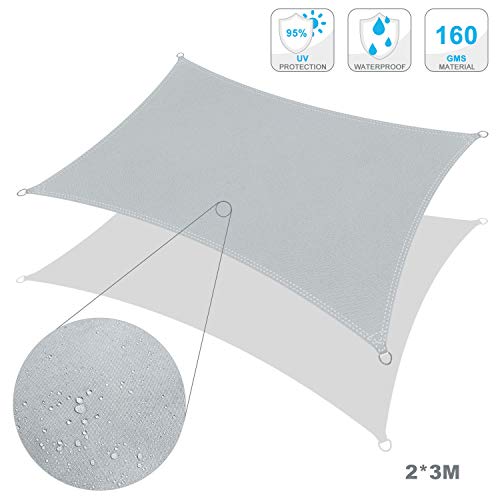 Características y detalle impermeable del Toldo vela Impermeable, protección Rayos 95% UV, Resistente e Impermeable, Gris, 2X3m. Wokkol