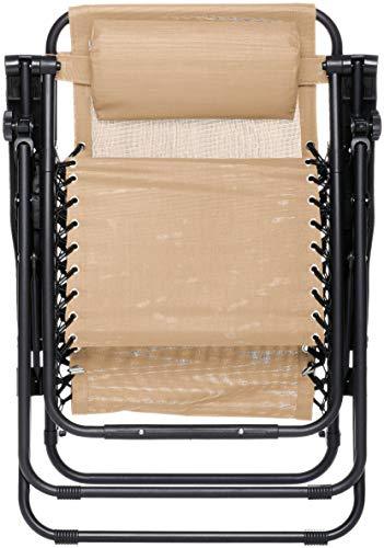 Tumbona Gravedad Cero, Beige. Silla  Plegable. Amazon Basics | maxjardin