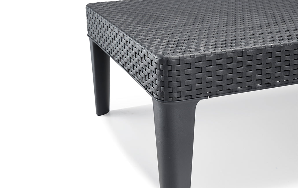 Tumbona keter Jaipur detalle pata y asiento ratán